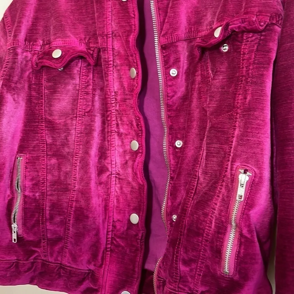 Pree People velvet trucker jacket in pink XS - Picture 10 of 14